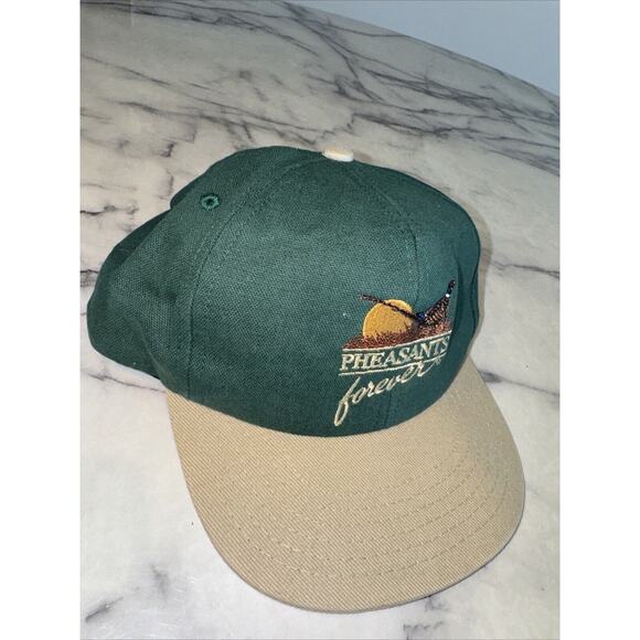 Vintage SnapBack PHEASANTS FOREVER Green Hat Cap Game Hunter Hunting PerfectCond - Picture 2 of 8